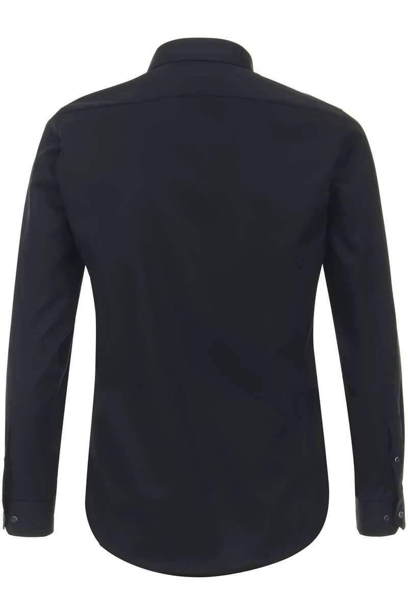Redmond Slim Fit Hemd Schwarz, Einfarbig 4 Redmond Slim Fit Hemd Schwarz, Einfarbig – Bild 4