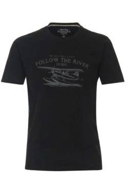 Redmond CasualRegular Fit T-Shirt Rundhals Schwarz,bedruckt
