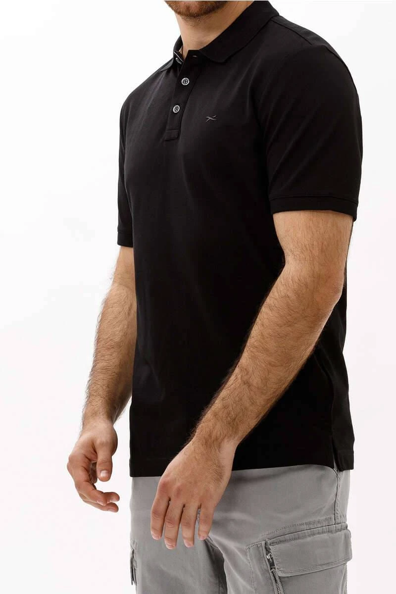 Brax Modern Fit Poloshirt Schwarz, Einfarbig 2 Brax Modern Fit Poloshirt Schwarz, Einfarbig – Bild 2