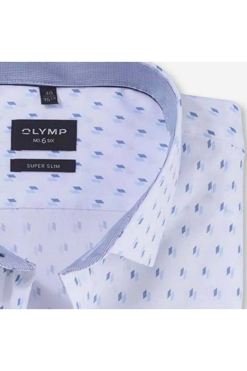 OLYMP No. Six Super Slim Hemd Weiss/blau, Gemustert 2 OLYMP No. Six Super Slim Hemd Weiss/blau, Gemustert – Bild 2
