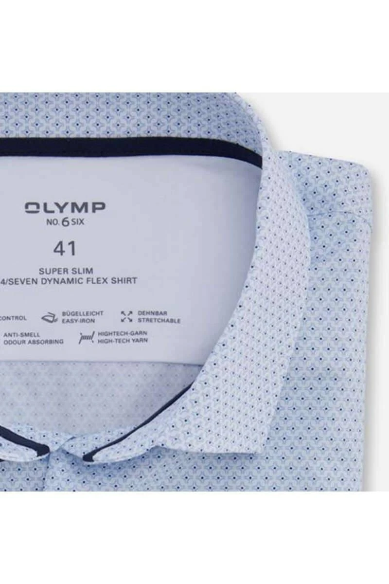 OLYMP No. Six 24/Seven Dynamic Flex Super Slim Hemd Weiss/blau, Gemustert 2 OLYMP No. Six 24/Seven Dynamic Flex Super Slim Hemd Weiss/blau, Gemustert – Bild 2