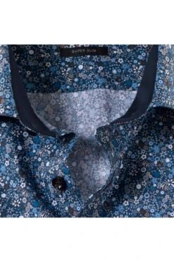 OLYMP No. Six Super Slim Hemd Blau/braun, Gemustert -Kleidung Angebote 2560 34 22 3 800 1200x1200