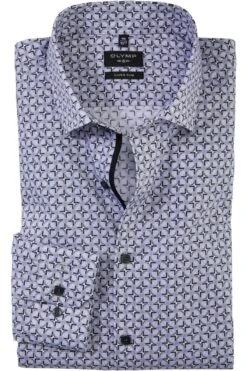 OLYMP No. Six Super Slim Hemd Silbergrau, Gemustert