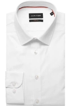 Jupiter Slim Fit Hemd Weiss, Einfarbig