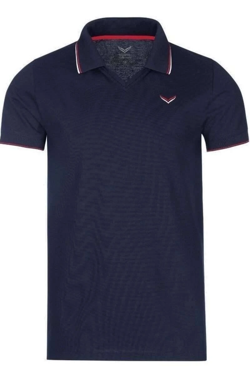 TRIGEMA Slim Fit Poloshirt Navy, Einfarbig 1 TRIGEMA Slim Fit Poloshirt Navy, Einfarbig