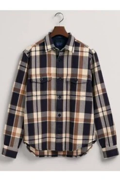 GANT Regular Fit Hemdjacke Blau/braun, Kariert