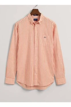 GANT Regular Fit Leinenhemd Orange, Einfarbig