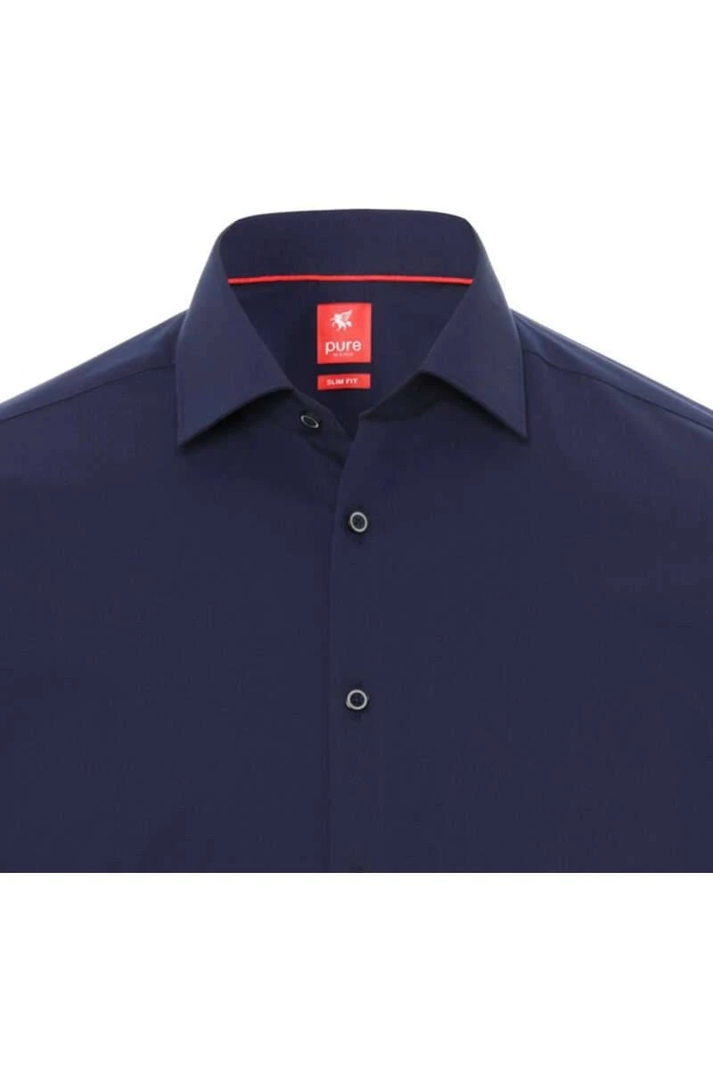 Pure Slim Fit Hemd Marine, Einfarbig 2 Pure Slim Fit Hemd Marine, Einfarbig – Bild 2