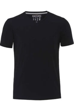 Pure FunctionalSlim Fit T-Shirt V-Ausschnitt Schwarz,Einfarbig