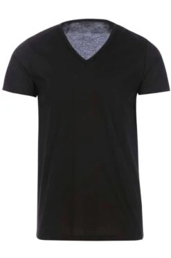 TRIGEMA Slim Fit T-Shirt V-Ausschnitt Schwarz,Einfarbig