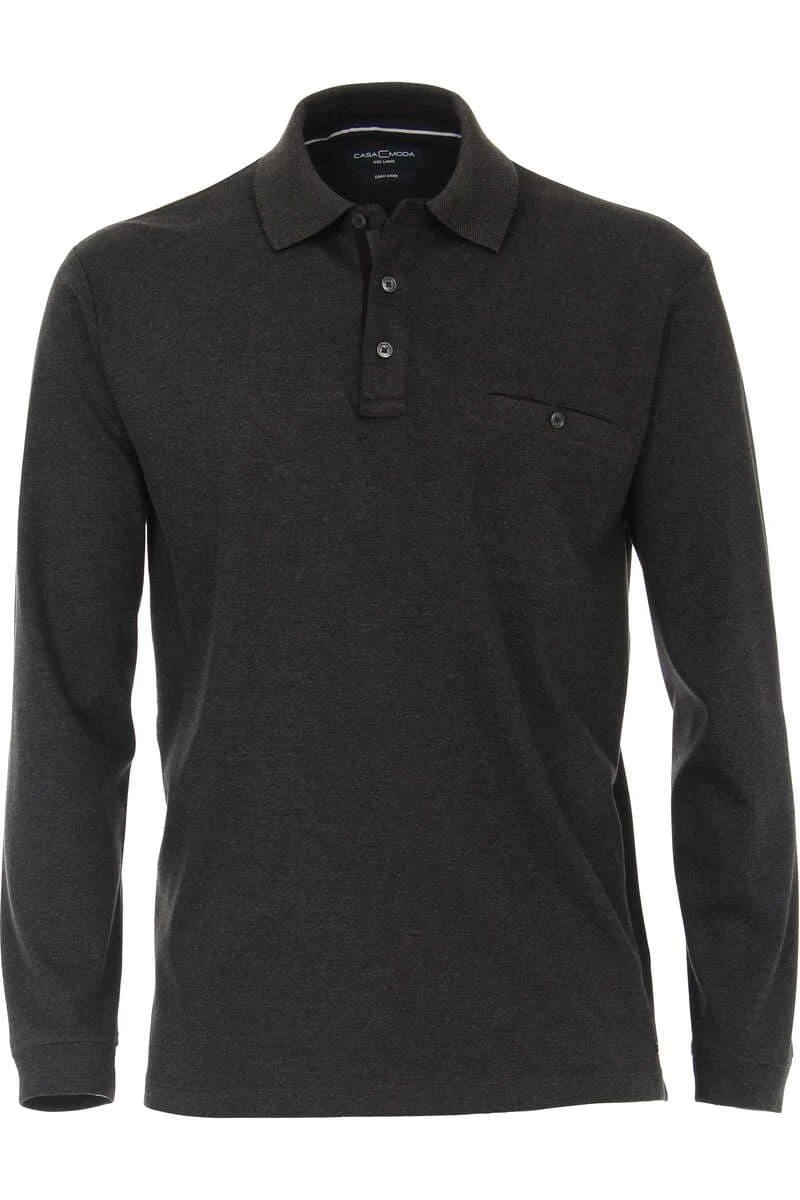 Casa Moda Longsleeve Poloshirt Anthrazit, Gemustert 1 Casa Moda Longsleeve Poloshirt Anthrazit, Gemustert