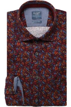 OLYMP Casual Modern Fit Flanellhemd Blau/rot, Gemustert