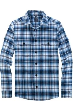 OLYMP Casual Modern Fit Flanellhemd Marine, Kariert