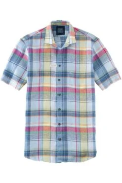 OLYMP Casual Modern Fit Leinenhemd Blau/rot, Kariert
