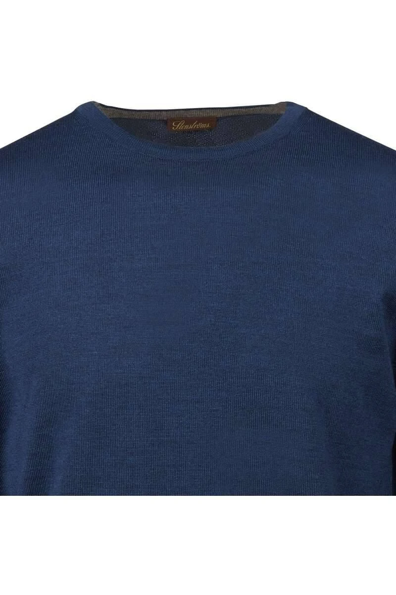 Stenströms Fitted Body Herren Pullover Rundhals Blau 3 Stenströms Fitted Body Herren Pullover Rundhals Blau – Bild 3