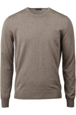 Stenströms Fitted Body Herren Pullover Rundhals Schlamm