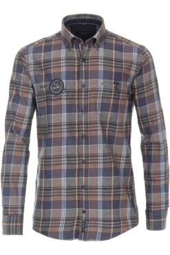 Casa Moda Casual Fit Hemd Braun/blau, Kariert
