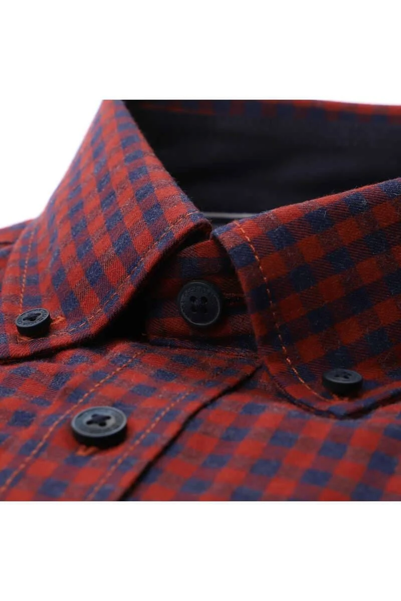 Casa Moda Casual Comfort Fit Hemd Orange/blau, Kariert 2 Casa Moda Casual Comfort Fit Hemd Orange/blau, Kariert – Bild 2