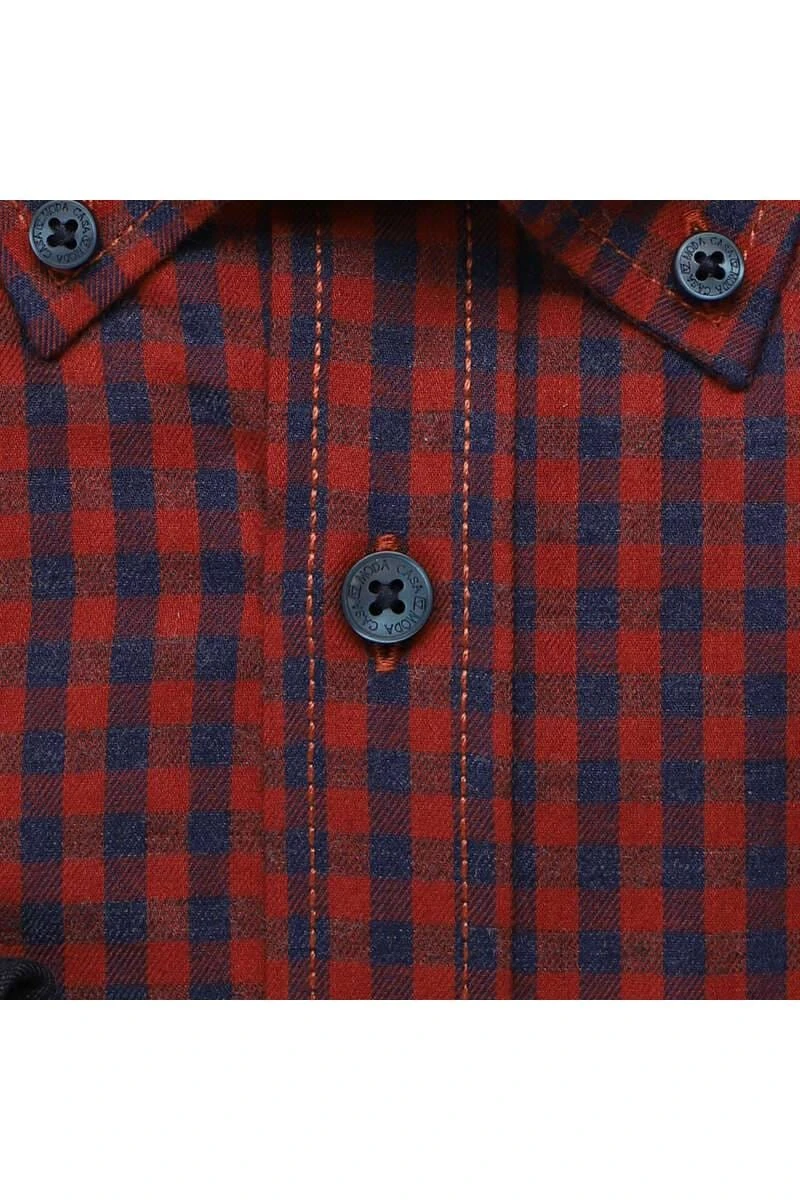 Casa Moda Casual Comfort Fit Hemd Orange/blau, Kariert 4 Casa Moda Casual Comfort Fit Hemd Orange/blau, Kariert – Bild 4