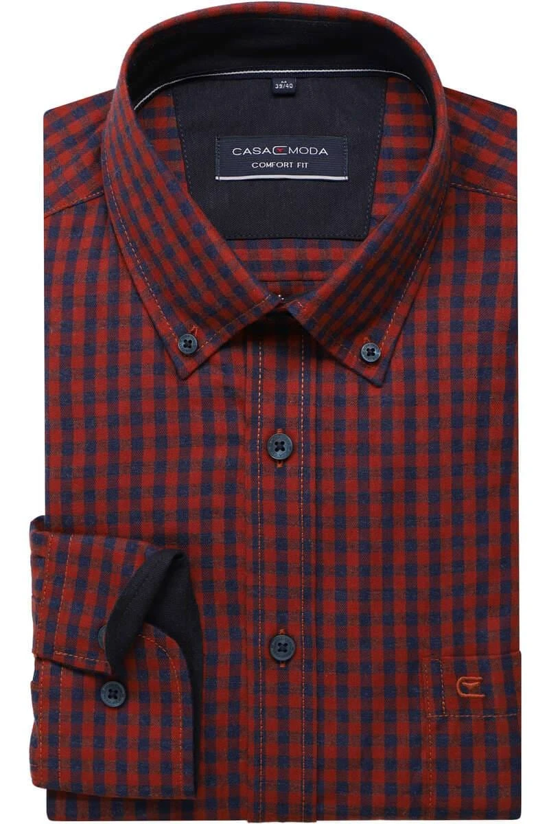 Casa Moda Casual Comfort Fit Hemd Orange/blau, Kariert 1 Casa Moda Casual Comfort Fit Hemd Orange/blau, Kariert