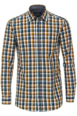 Casa Moda Casual Comfort Fit Hemd Gelb/blau, Kariert