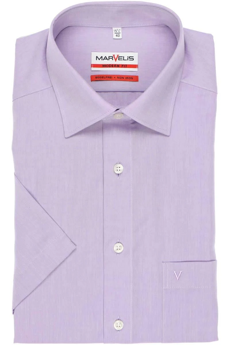 Marvelis Modern Fit Hemd Flieder, Einfarbig 1 Marvelis Modern Fit Hemd Flieder, Einfarbig