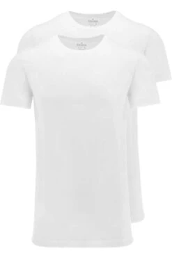 RAGMAN Body Fit T-Shirt Rundhals Doppelpack Weiss,Einfarbig