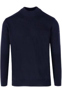 MAERZ Superwash Classic Fit Herren Pullover Stehkragen Navy