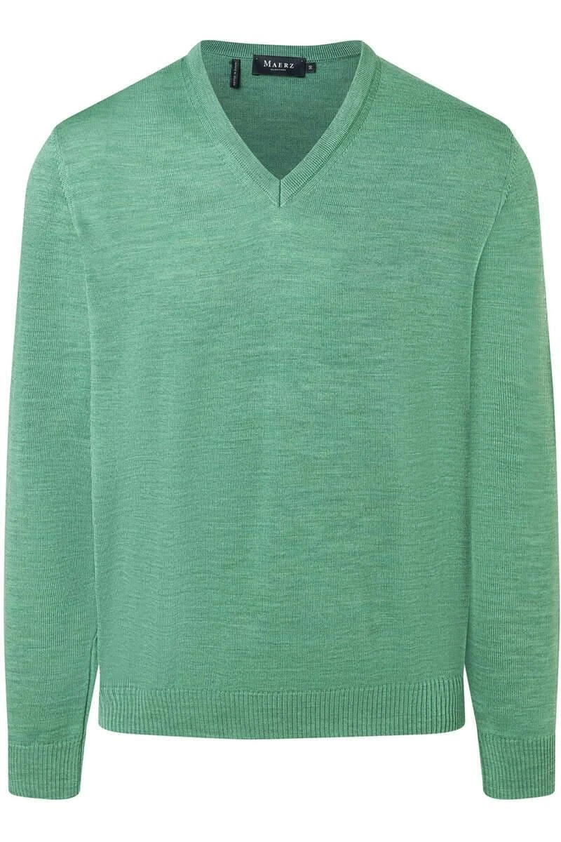 MAERZ Superwash Classic Fit Herren Pullover V-Ausschnitt Grün 1 MAERZ Superwash Classic Fit Herren Pullover V-Ausschnitt Grün