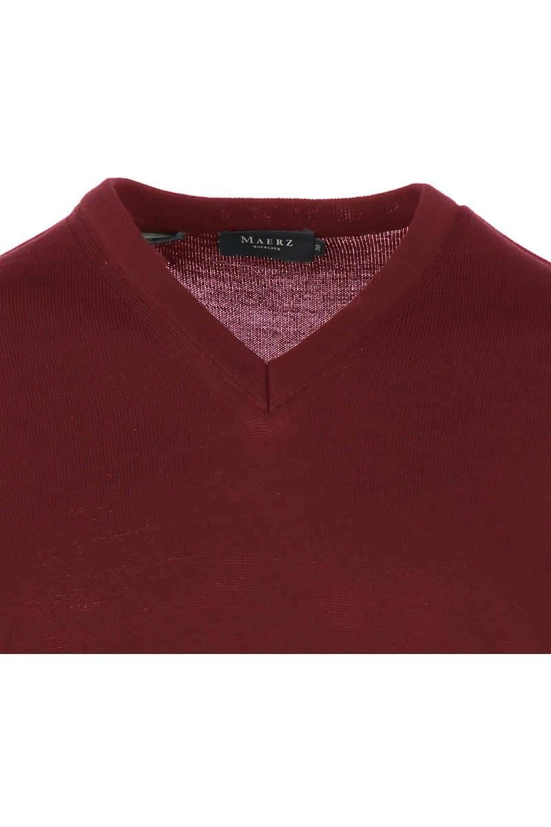 MAERZ Superwash Classic Fit Herren Pullover V-Ausschnitt Bordeaux 2 MAERZ Superwash Classic Fit Herren Pullover V-Ausschnitt Bordeaux – Bild 2