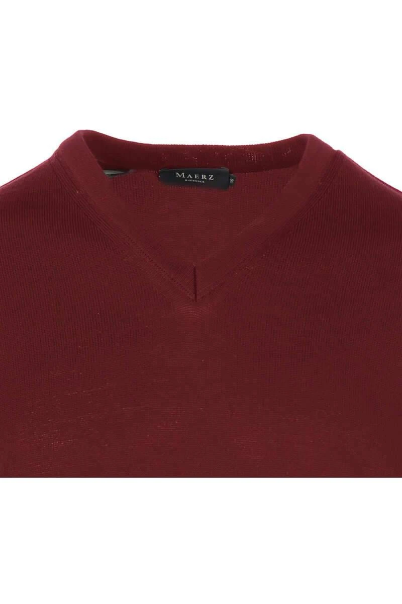MAERZ Classic Fit Herren Pullover V-Ausschnitt Bordeaux 2 MAERZ Classic Fit Herren Pullover V-Ausschnitt Bordeaux – Bild 2
