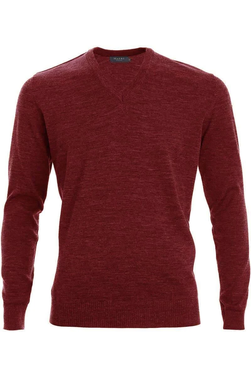 MAERZ Classic Fit Herren Pullover V-Ausschnitt Bordeaux 1 MAERZ Classic Fit Herren Pullover V-Ausschnitt Bordeaux