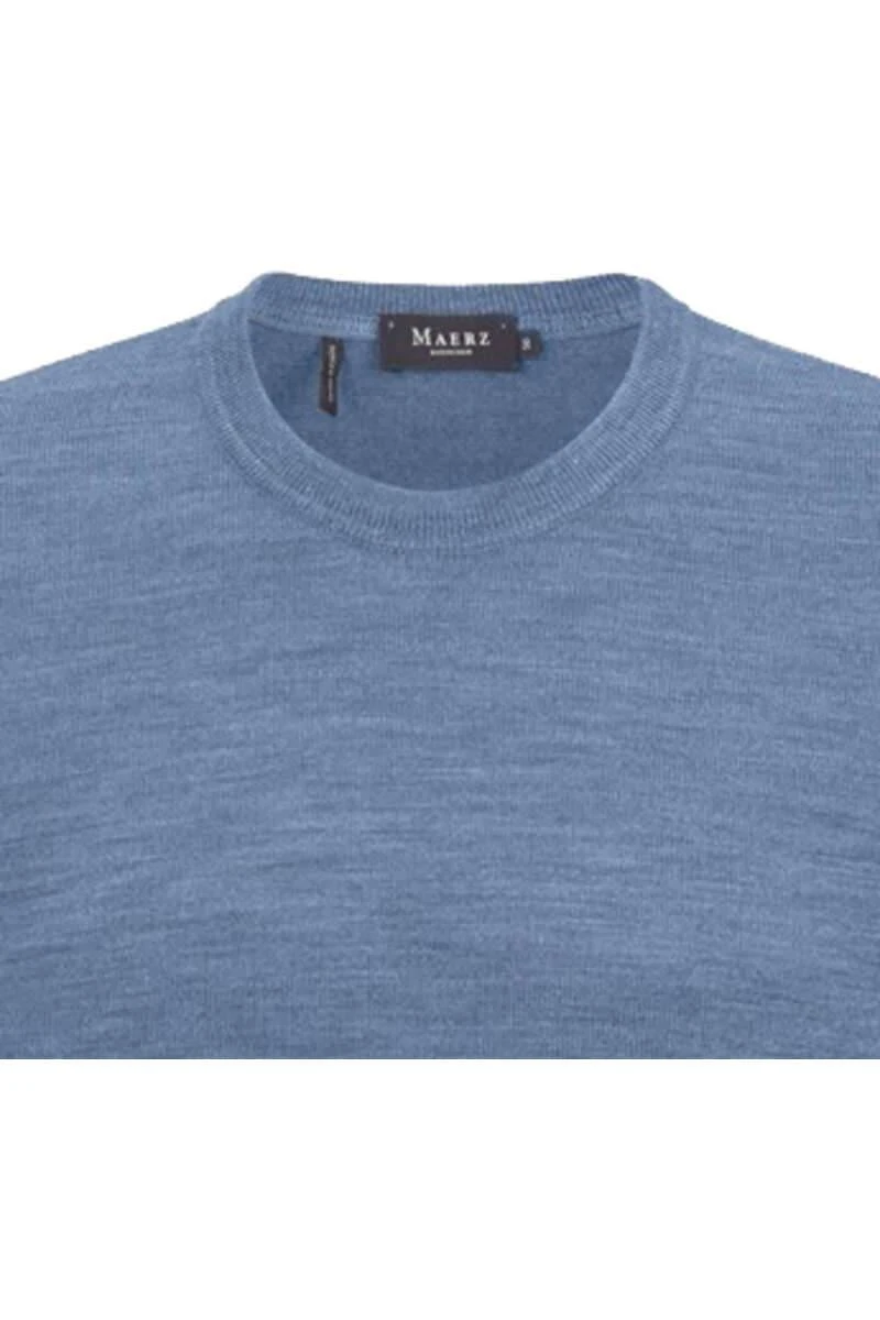 MAERZ Superwash Classic Fit Herren Pullover Rundhals Hellblau 2 MAERZ Superwash Classic Fit Herren Pullover Rundhals Hellblau – Bild 2