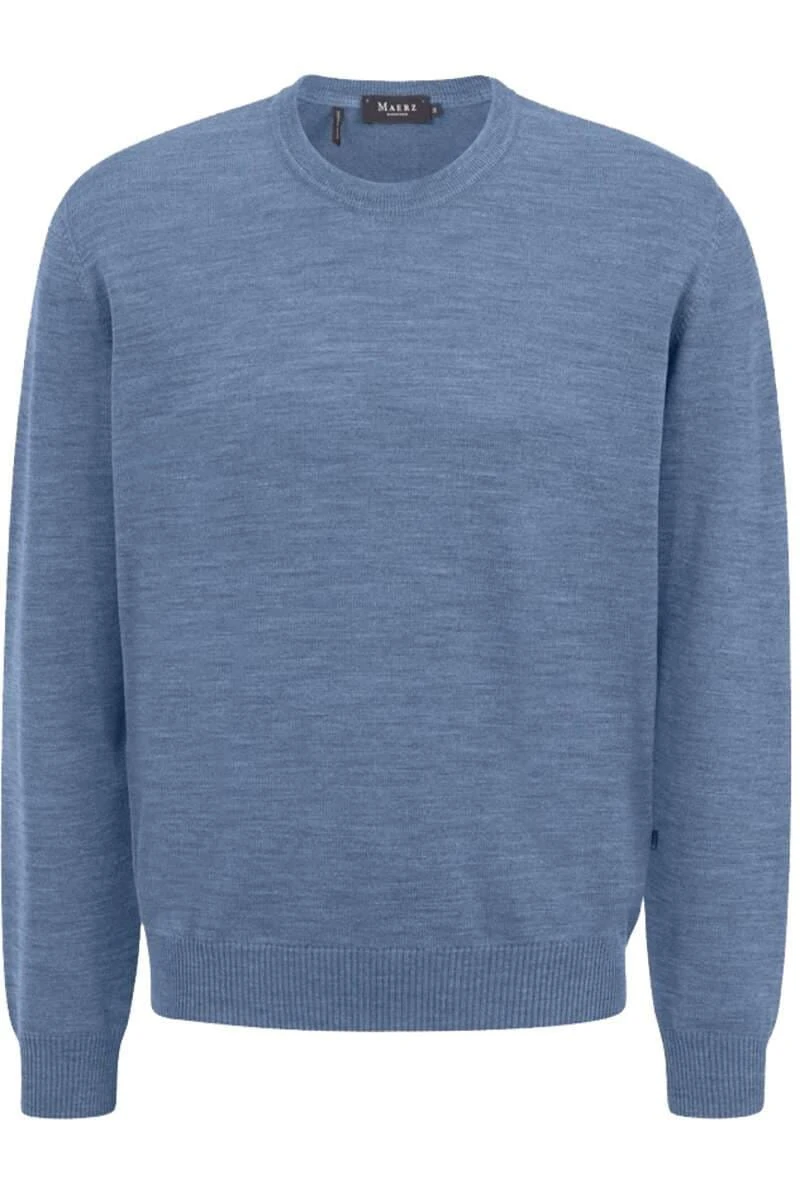 MAERZ Superwash Classic Fit Herren Pullover Rundhals Hellblau 1 MAERZ Superwash Classic Fit Herren Pullover Rundhals Hellblau