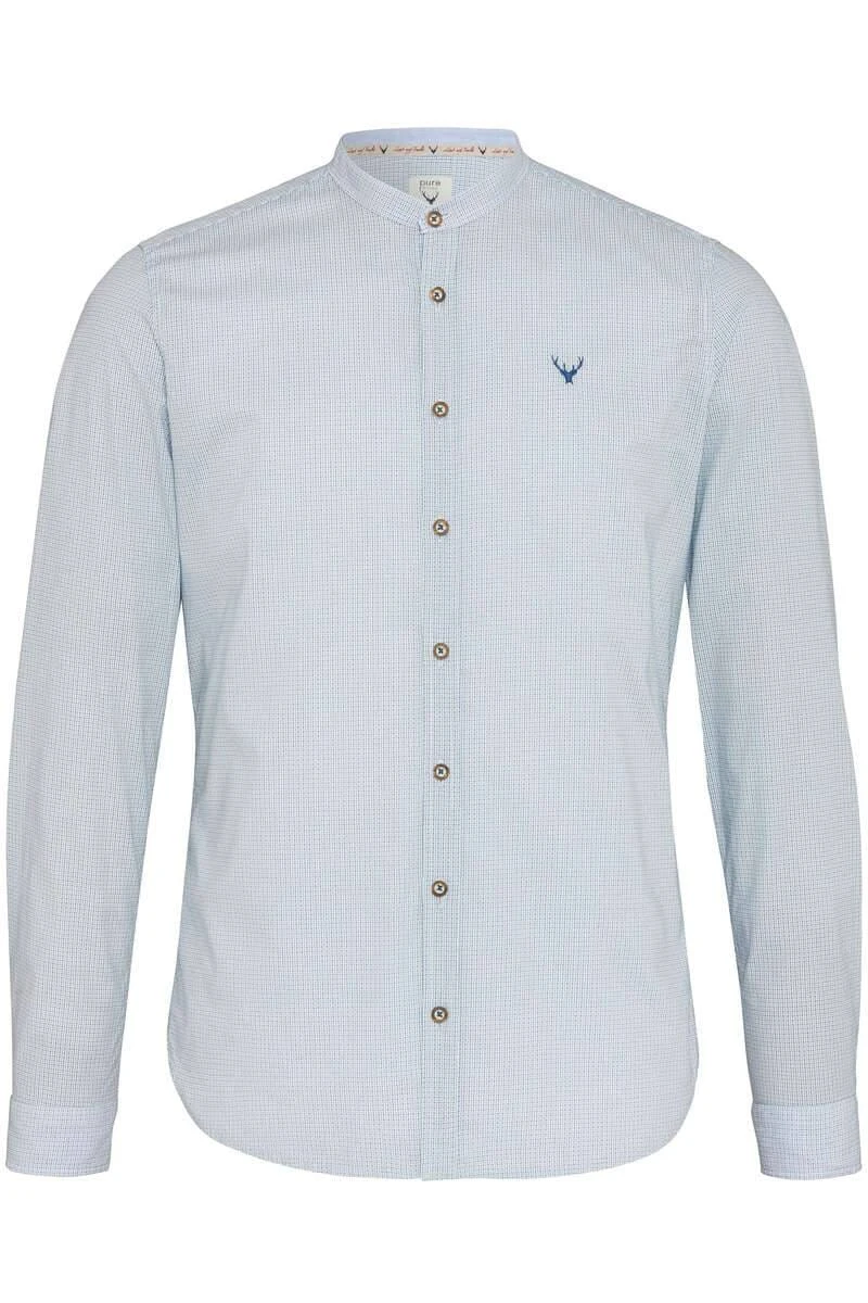 Pure Slim Fit Trachtenhemd Hellblau, Gemustert 1 Pure Slim Fit Trachtenhemd Hellblau, Gemustert