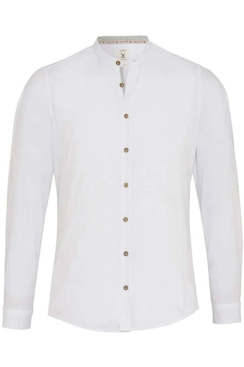 Pure Slim Fit Trachtenhemd Weiss, Einfarbig 1 Pure Slim Fit Trachtenhemd Weiss, Einfarbig