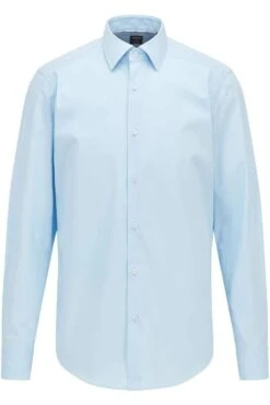 Hugo Boss BOSS Regular Fit Hemd Hellblau, Einfarbig