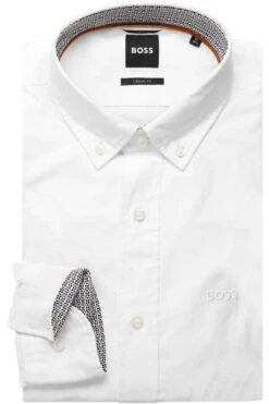 Hugo Boss BOSS C-HAL Regular Fit Hemd Weiss, Einfarbig