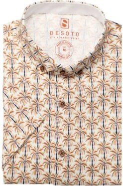 Desoto Casual Modern Fit Hemd Weiss/gelb, Gemustert