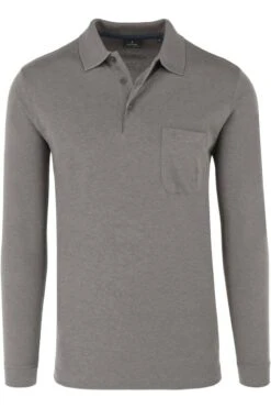 RAGMAN Regular Fit Longsleeve Poloshirt Graphit, Einfarbig