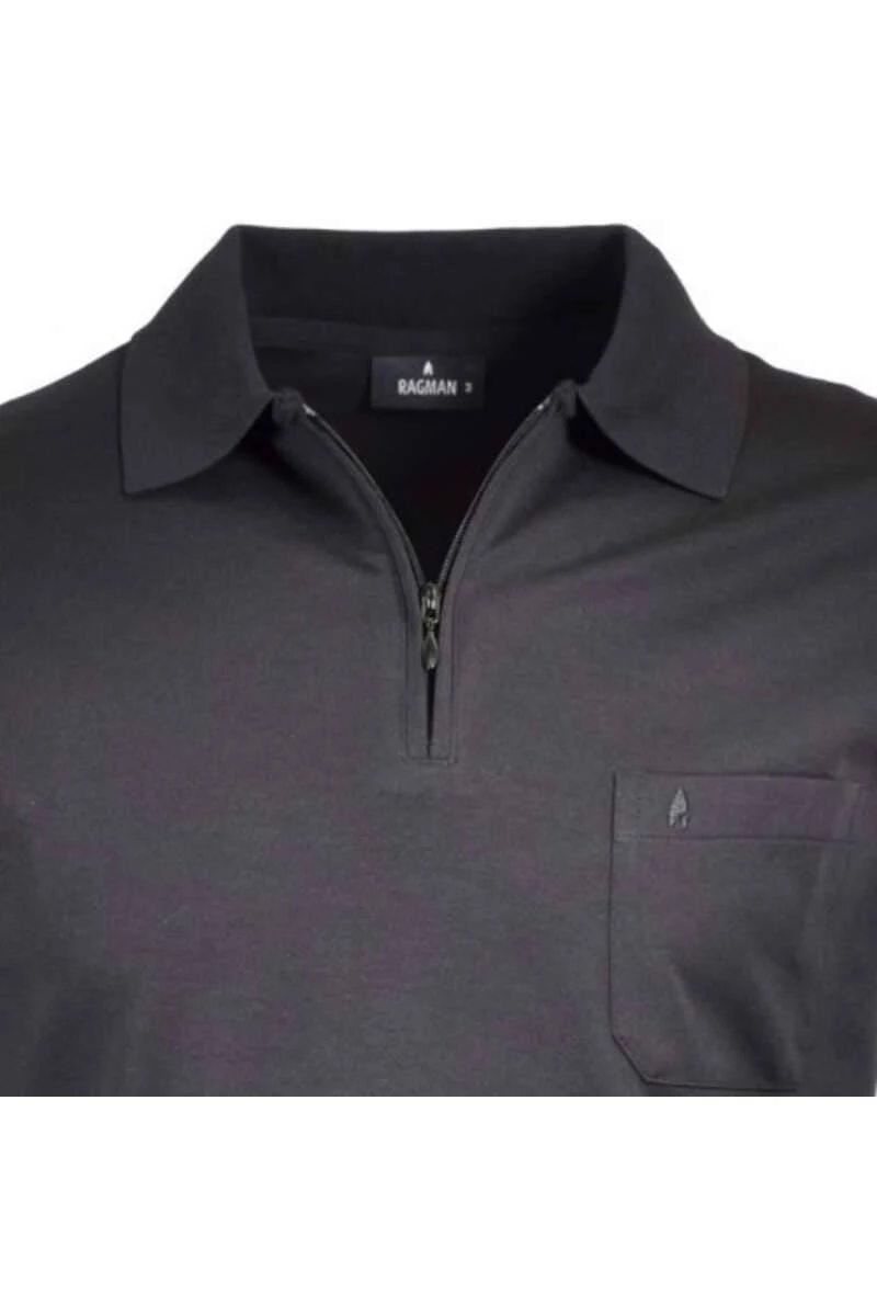 RAGMAN Modern Fit Longsleeve Poloshirt Schwarz, Einfarbig 2 RAGMAN Modern Fit Longsleeve Poloshirt Schwarz, Einfarbig – Bild 2