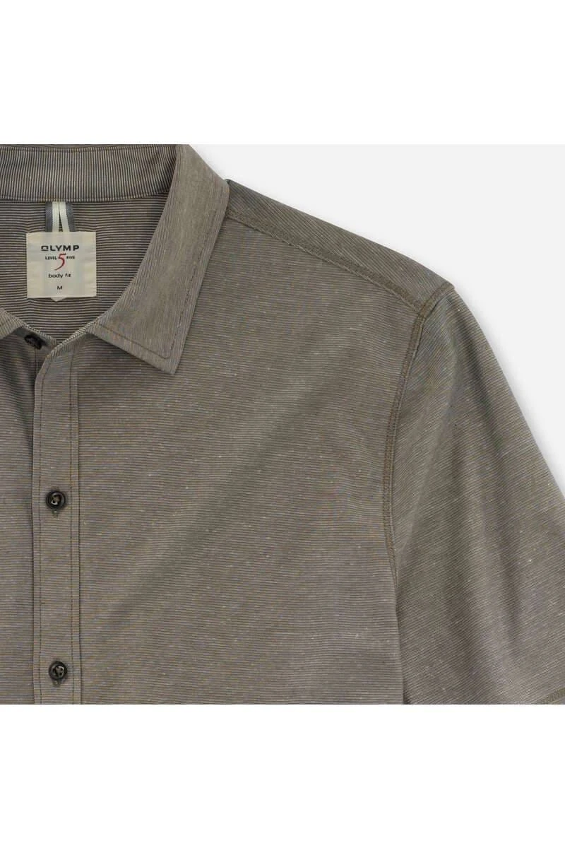 OLYMP Level Five Casual Body Fit Poloshirt Oliv, Meliert 2 OLYMP Level Five Casual Body Fit Poloshirt Oliv, Meliert – Bild 2