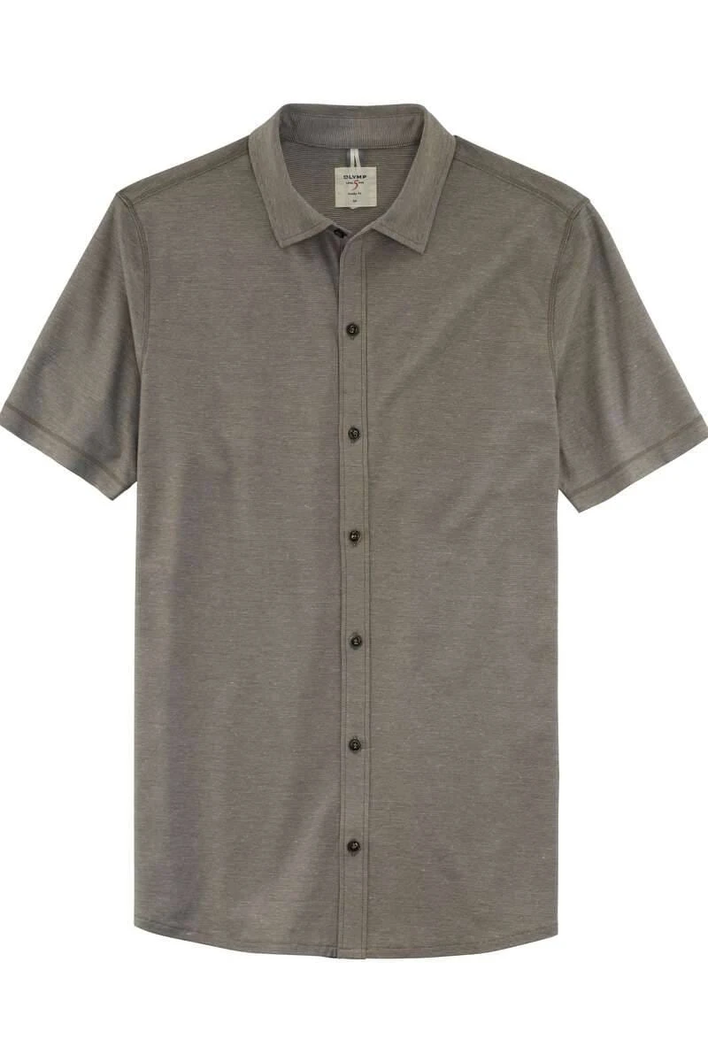 OLYMP Level Five Casual Body Fit Poloshirt Oliv, Meliert 1 OLYMP Level Five Casual Body Fit Poloshirt Oliv, Meliert