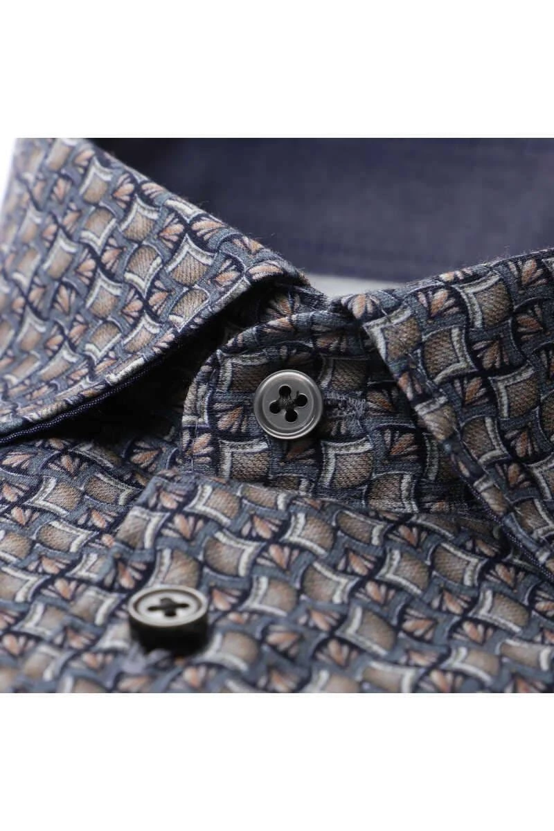 Desoto Slim Fit Jerseyhemd Braun/grau, Gemustert 2 Desoto Slim Fit Jerseyhemd Braun/grau, Gemustert – Bild 2