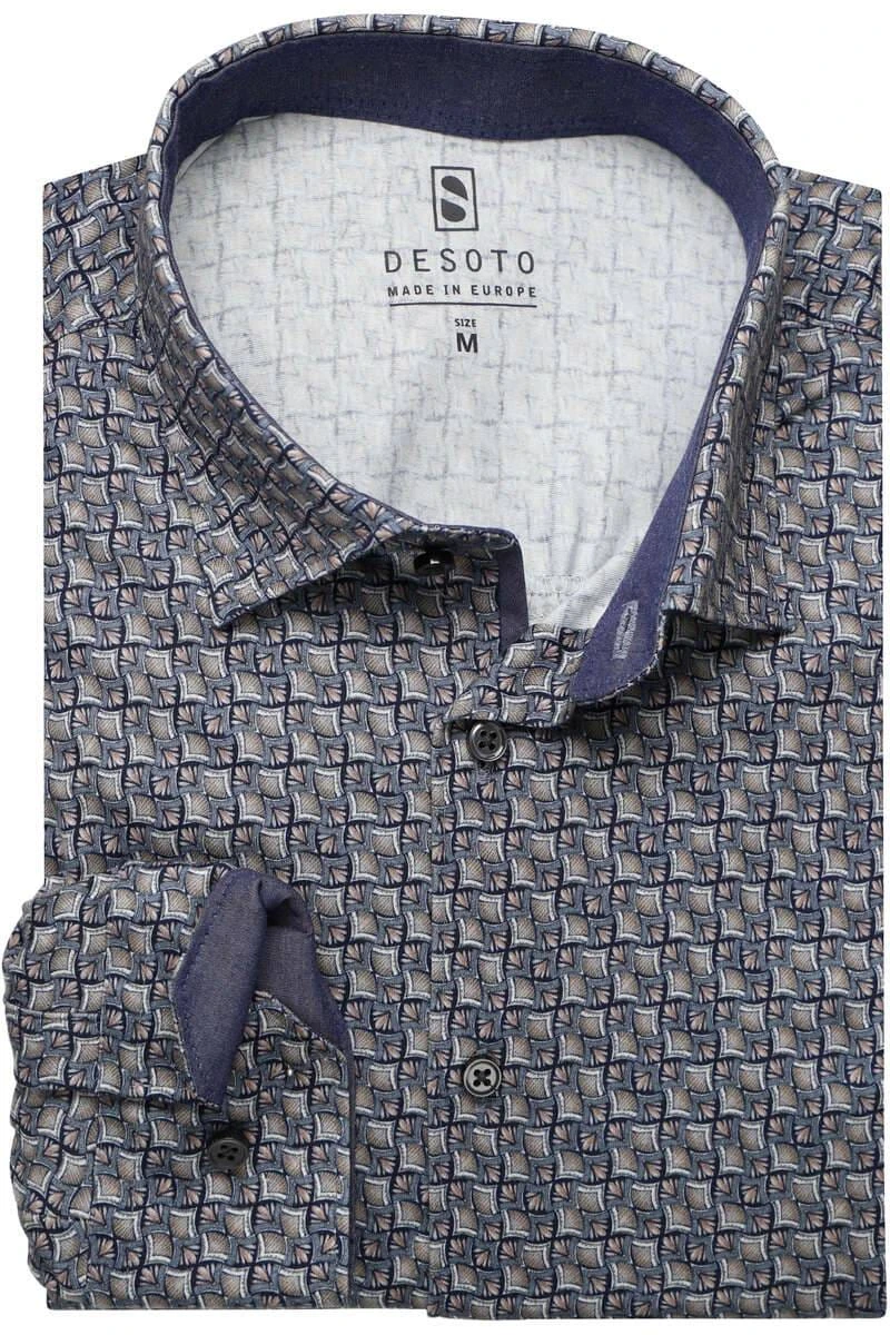 Desoto Slim Fit Jerseyhemd Braun/grau, Gemustert 1 Desoto Slim Fit Jerseyhemd Braun/grau, Gemustert
