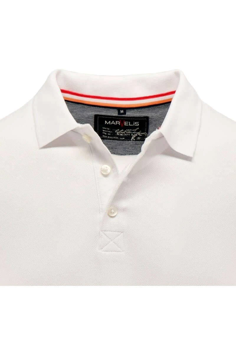 Marvelis Modern Fit Poloshirt Weiss, Einfarbig 2 Marvelis Modern Fit Poloshirt Weiss, Einfarbig – Bild 2