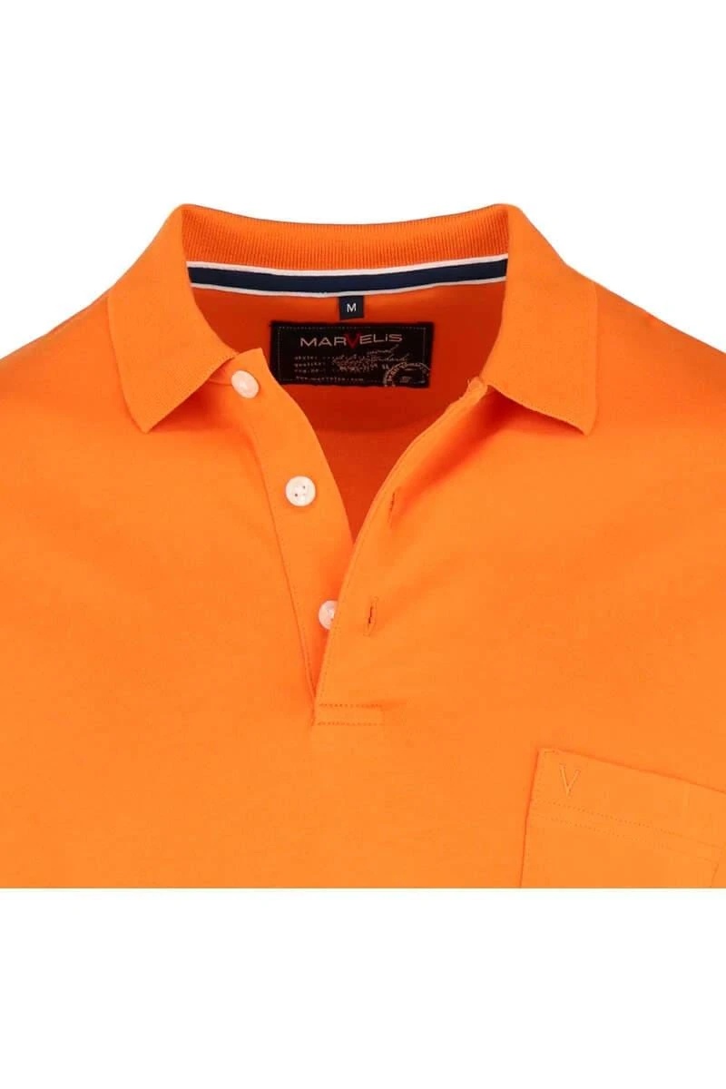Marvelis Modern Fit Poloshirt Orange, Einfarbig 2 Marvelis Modern Fit Poloshirt Orange, Einfarbig – Bild 2