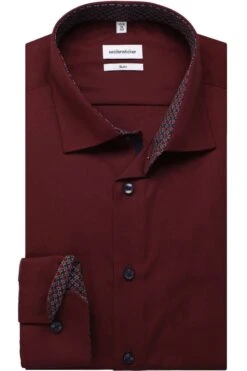Seidensticker Slim Fit Hemd Dunkelrot, Einfarbig