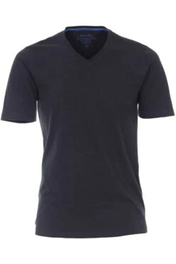 Redmond Regular Fit T-Shirt V-Ausschnitt Nachtblau,Einfarbig