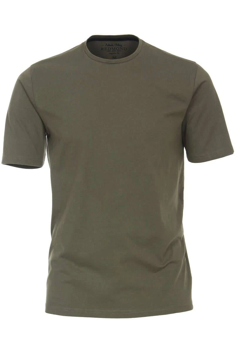 Redmond CasualRegular Fit T-Shirt Rundhals Oliv,Einfarbig 1 Redmond CasualRegular Fit T-Shirt Rundhals Oliv,Einfarbig